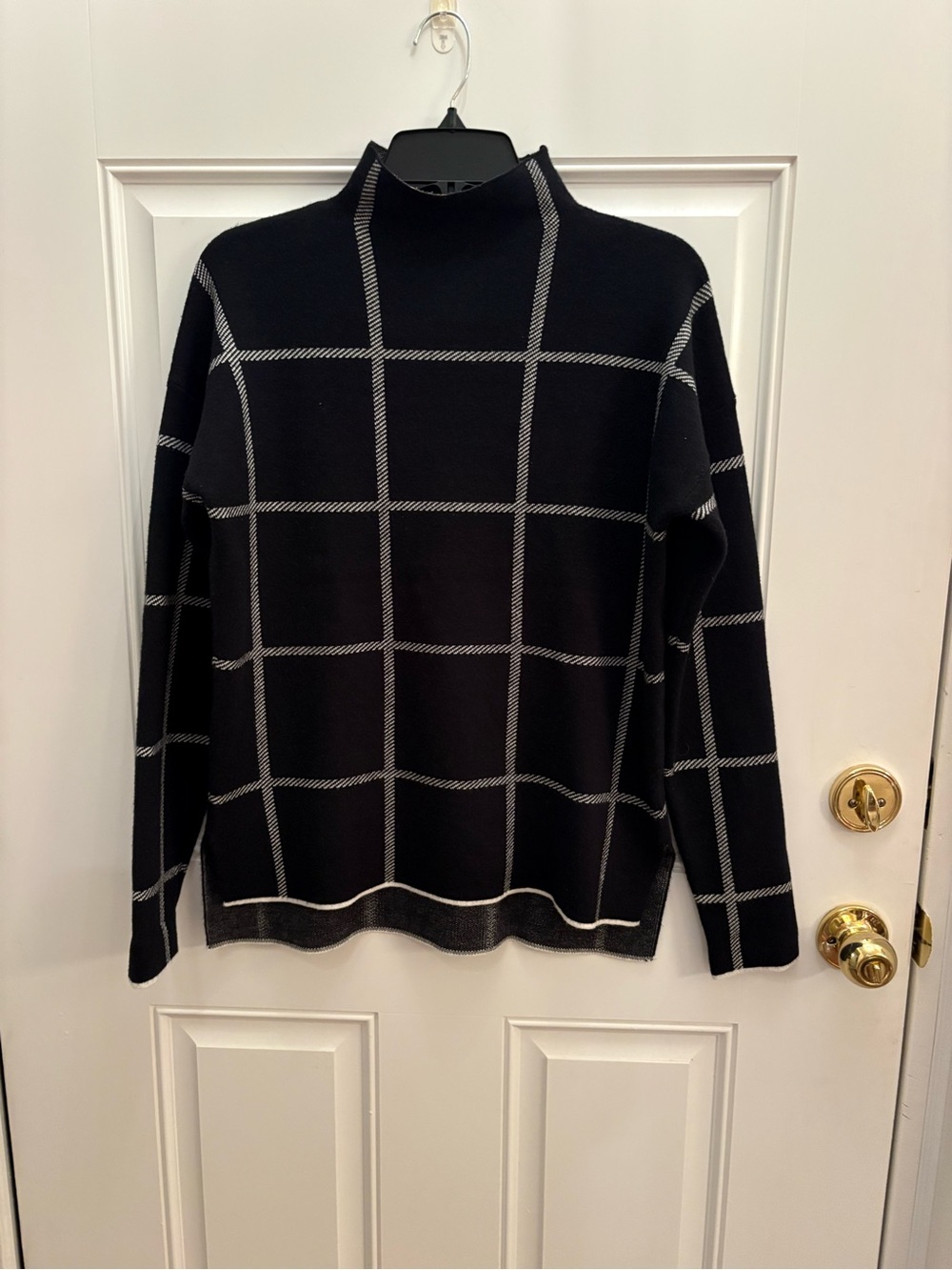 Max Studio Black Windowpane Turtleneck Sweater